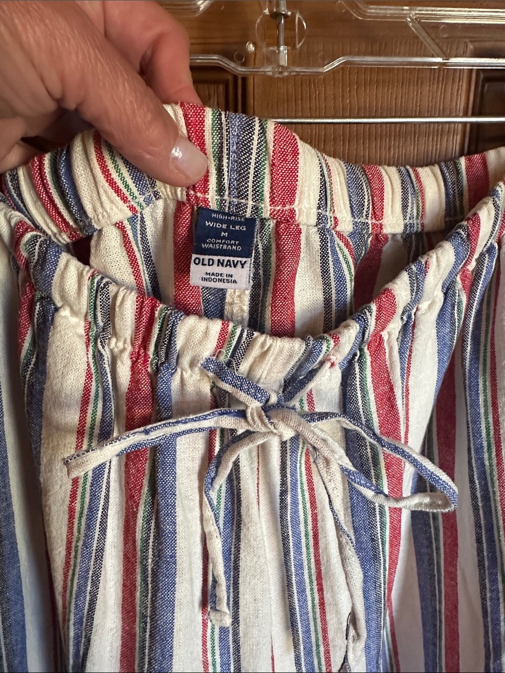 Old Navy Wide-Leg Striped Cotton Pants - Multicolor, size Medium - Picture 2 of 6